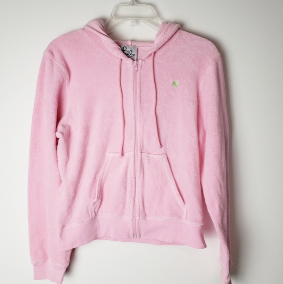 Lilly Pulitzer Tops - Lilly Pulitzer Pink Terry Zip Up Hoodie S